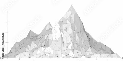 Abstract polygonal mountain range illustration with geometric shapes and clean lines