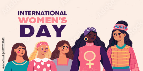 Celebrating international women s day with diverse group of illustrated women