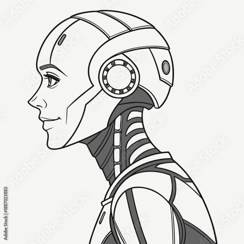 Highly Detailed Digital Illustration of a Human-Like Android with Realistic Pores and Subtle Imperfections for Advanced Robotics Concept