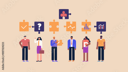 Connecting people and ideas puzzle pieces representing collaboration and teamwork