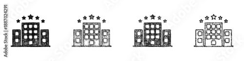 Sketch hotel icon design set