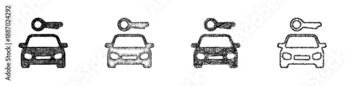 Sketch car rental icon design set