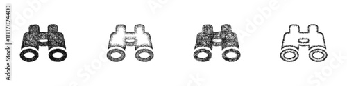 Sketch binoculars icon design set