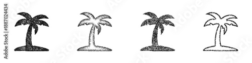 Sketch palm tree icon design set