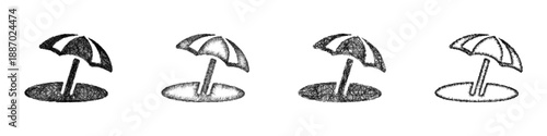 Sketch beach umbrella icon design set