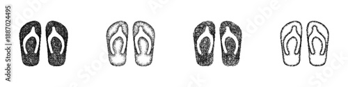 Sketch sandals icon design set
