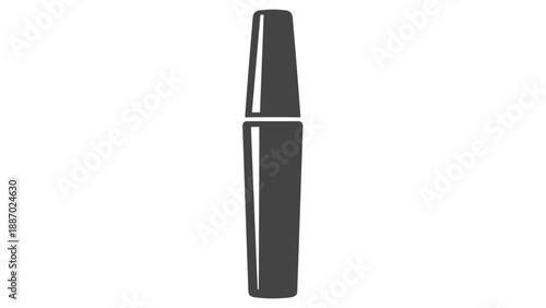 Black mascara tube illustration isolated on a white background representing beauty products and eye makeup accessories for women.