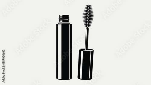 Professional mascara container with a spiraled wand applicator designed for creating dramatic eye makeup looks and enhancing eyelashes.