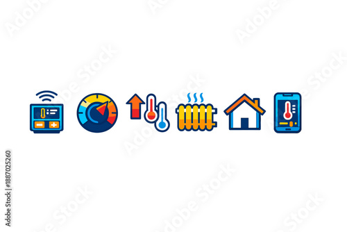Smart Home Heating Control Icons