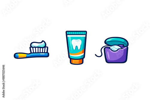 Dental hygiene tools against a dark background