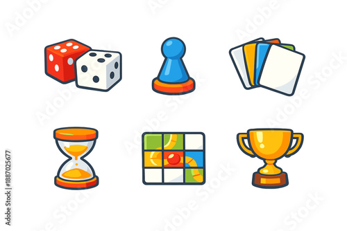 Collection of board game icons on a dark background