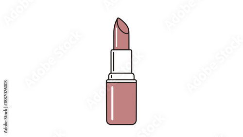 Rose pink lipstick in a matching container showing a soft and natural color for everyday wear and feminine beauty routine illustrations.