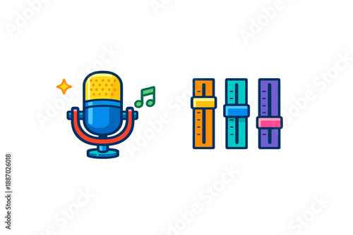 Microphone and audio sliders graphic
