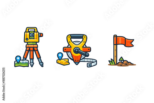 Surveying equipment icons