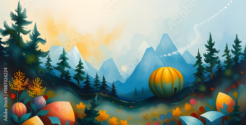 abstract, landscape, oil, painting, art, canvas, texture, brush, stroke, pigment, color, vibrant, expressive, creative, modern, contemporary, scenic, nature, horizon, mountains, hills, valley, sky, cl