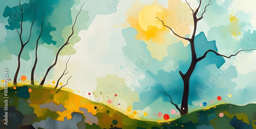 abstract, landscape, oil, painting, art, canvas, texture, brush, stroke, pigment, color, vibrant, expressive, creative, modern, contemporary, scenic, nature, horizon, mountains, hills, valley, sky, cl