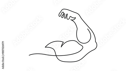 A Continuous Single Black Line of a Bicep Muscle With White Background