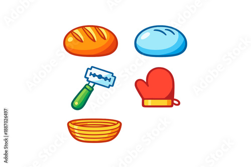 Set of Baking Icons with Glowing Effects