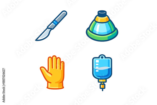 Medical icons with glowing effect