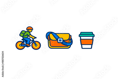 Delivery cyclist with satchel and coffee cup