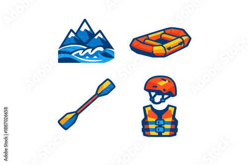 Rafting Icons with Neon Glow