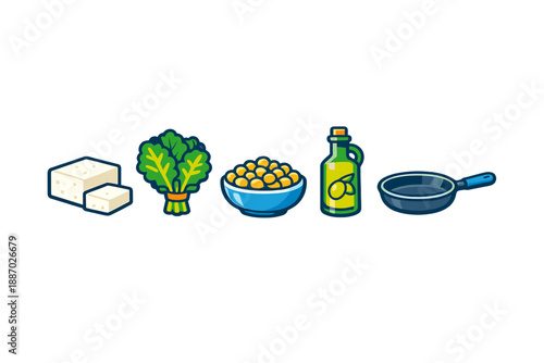 Ingredients for a meal on a dark background