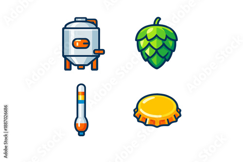 Brewing Elements Icons Set