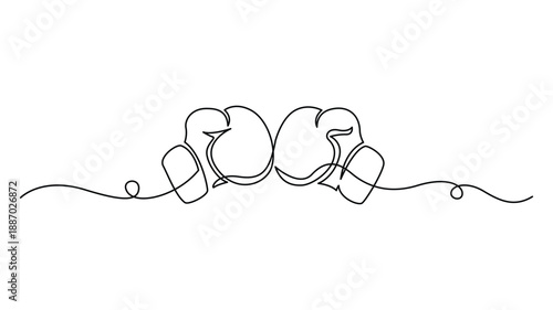 Two boxing gloves with wrist wraps on a wavy line