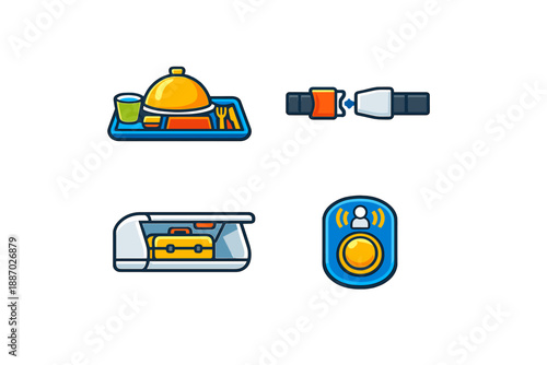 Set of stylized icons for travel and service