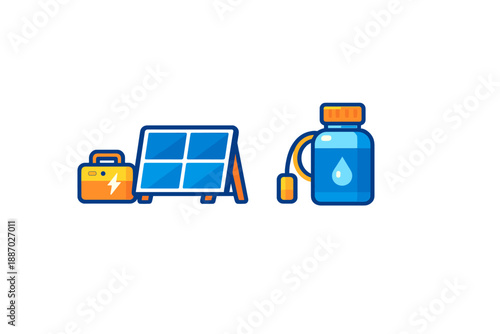 Solar powered camping gear with water bottle