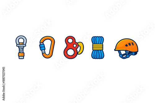 Climbing Gear Icons on Gray Background