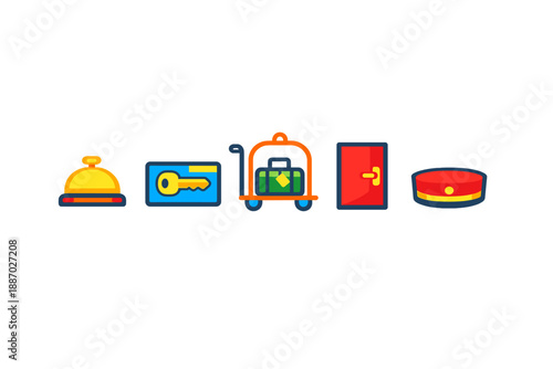 Hotel Icons Set on a Dark Background