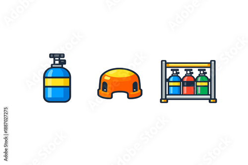 Scuba diving equipment icons