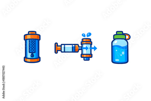 Water purification process icons
