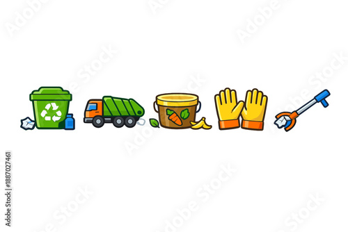 Collection of Recycling and Garbage Icons