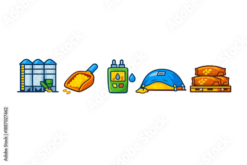 Grain processing and storage icons