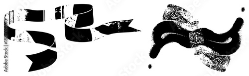 Abstract Ribbon and Bow Graphic with Halftone Texture