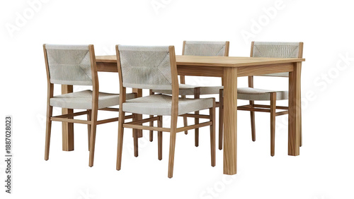 Wallpaper Mural Wooden Dining Table and Chairs Set with Woven Seats Torontodigital.ca