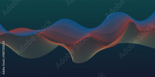 Abstract Dark Gradient Wave Background with Colorful FlowAbstract Dark Gradient Wave Background with Colorful Flow