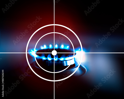 Brennende Gasflamme auf einem Kochfeld