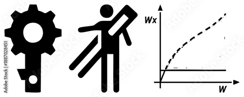 Gear, Human Figure with Book, and Weight Height Graph Symbols