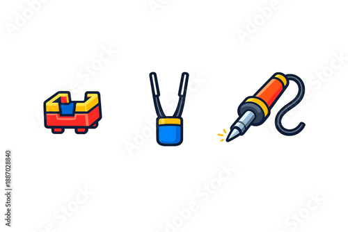 Set of simple tools for crafting and design work during an afternoon activity at a workshop focused on hands-on projects and creativity