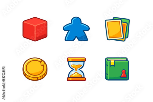 Different types of game pieces and tokens used in board games for play and strategy
