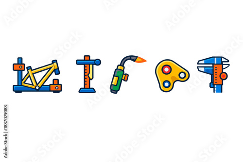 Tools used in mechanical and engineering work displayed on a plain background showing functions and details clearly for educational purposes