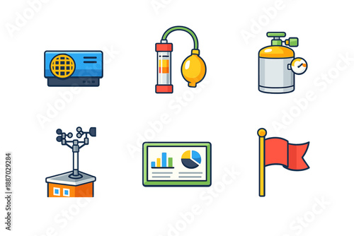 Weather monitoring tools used for collecting data and analyzing conditions in various locations during different times of the day