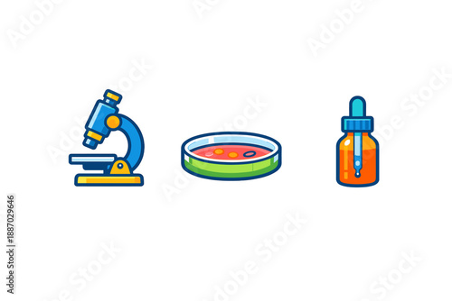 Equipment used for scientific experiments in a laboratory setting with a microscope, petri dish, and dropper for studying samples