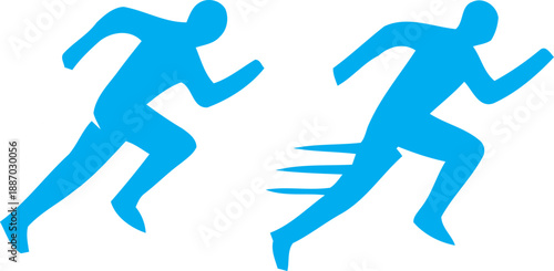 Vector illustration featuring silhouettes of running people in a marathon race team design symbol representing speed and athletic sport competition