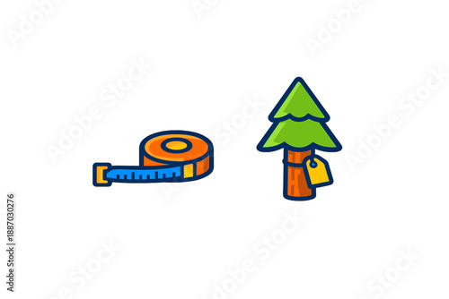 Measuring tape and tree tagging tools are used for forest management and conservation tasks during the summer months in natural areas