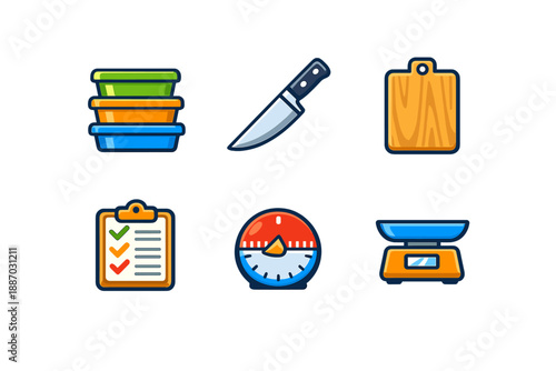 Kitchen tools and utensils displayed together for food preparation tasks at home