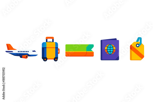 Travel planning requires packing bags, checking passports, and booking flights for a trip to a new destination in a digital interface